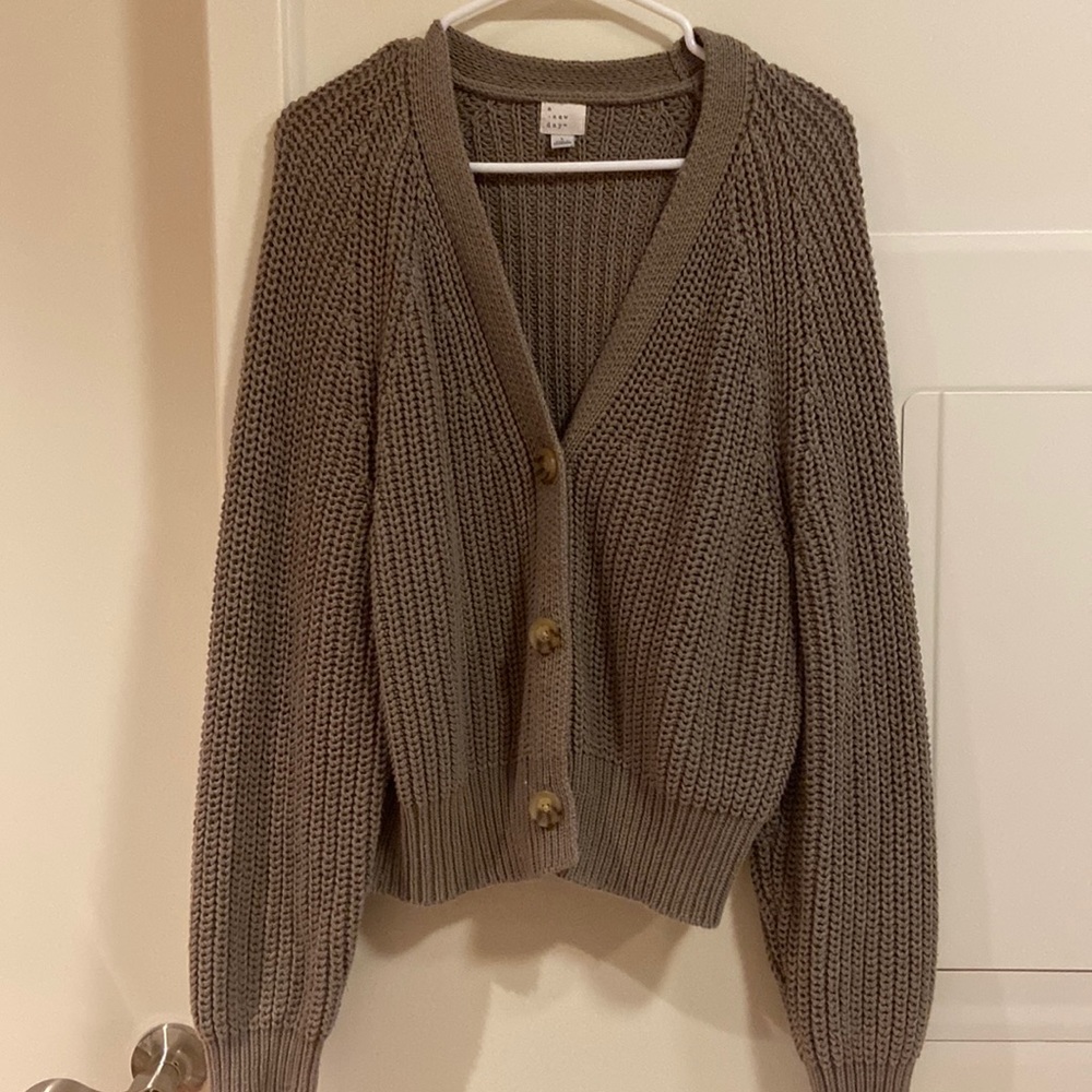 Target A New Day size L brown crocheted cardigan sweater